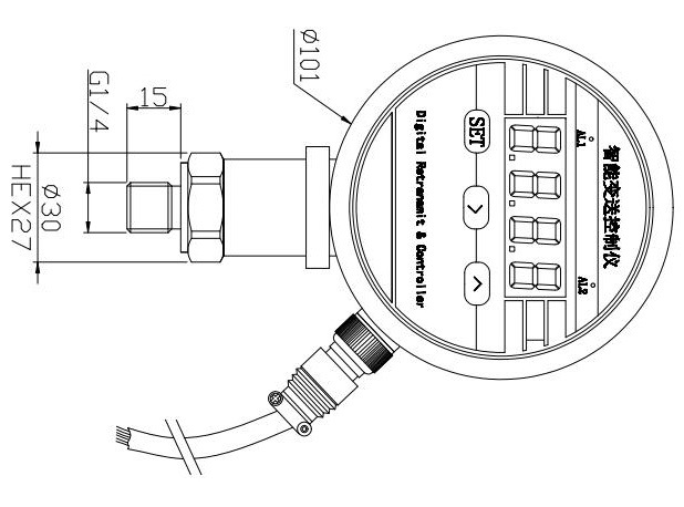 100 mm BPZK01 Trasmettitore di pressione differenziale Digital Pressure Switch Industrial 1